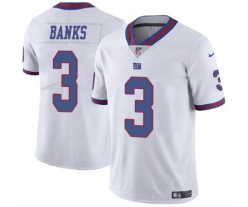 Men's New York Giants #3 Deonte Banks White Limited Football Stitched Jersey