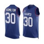 Men's New York Giants #30 Antonio Hamilton Limited Royal Blue Player Name & Number Tank Top Football Jersey