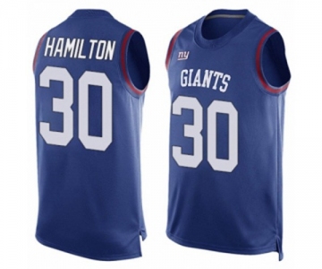 Men's New York Giants #30 Antonio Hamilton Limited Royal Blue Player Name & Number Tank Top Football Jersey