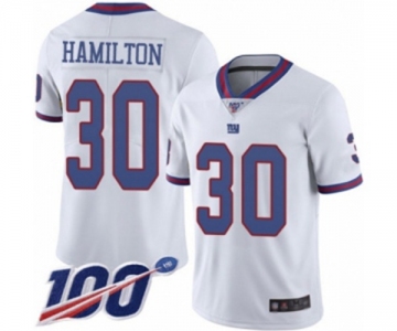 Men's New York Giants #30 Antonio Hamilton Limited White Rush Vapor Untouchable 100th Season Football Jersey