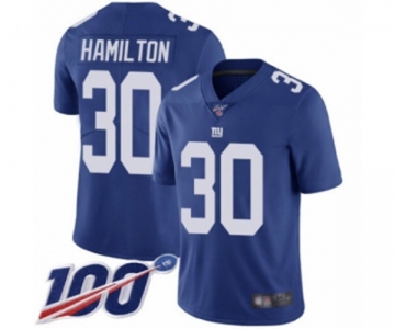 Men's New York Giants #30 Antonio Hamilton Royal Blue Team Color Vapor Untouchable Limited Player 100th Season Football Jersey