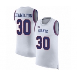 Men's New York Giants #30 Antonio Hamilton White Rush Player Name & Number Tank Top Football Jersey