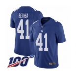 Men's New York Giants #41 Antoine Bethea Royal Blue Team Color Vapor Untouchable Limited Player 100th Season Football Jersey