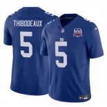 Men's New York Giants #5 Kayvon Thibodeaux Blue 2024 F.U.S.E. 100TH Season Patch Vapor Untouchable Limited Stitched Jersey