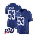 Men's New York Giants #53 Harry Carson Royal Blue Team Color Vapor Untouchable Limited Player 100th Season Football Jersey