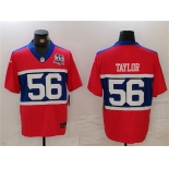 Men's New York Giants #56 Lawrence Taylor Century Red 100TH Season Commemorative Patch Limited Football Stitched Jersey