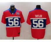 Men's New York Giants #56 Lawrence Taylor Century Red 100TH Season Commemorative Patch Limited Football Stitched Jersey