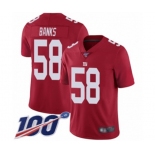 Men's New York Giants #58 Carl Banks Red Limited Red Inverted Legend 100th Season Football Jersey