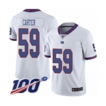 Men's New York Giants #59 Lorenzo Carter Limited White Rush Vapor Untouchable 100th Season Football Jersey