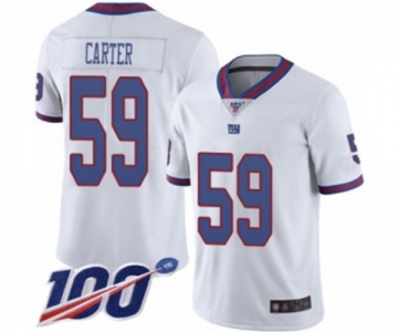 Men's New York Giants #59 Lorenzo Carter Limited White Rush Vapor Untouchable 100th Season Football Jersey