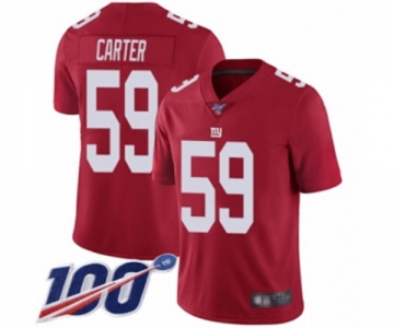 Men's New York Giants #59 Lorenzo Carter Red Limited Red Inverted Legend 100th Season Football Jersey