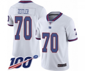 Men's New York Giants #70 Kevin Zeitler Limited White Rush Vapor Untouchable 100th Season Football Jersey