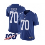 Men's New York Giants #70 Kevin Zeitler Royal Blue Team Color Vapor Untouchable Limited Player 100th Season Football Jersey