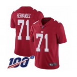 Men's New York Giants #71 Will Hernandez Red Limited Red Inverted Legend 100th Season Football Jersey