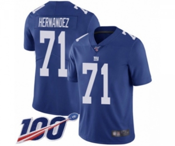 Men's New York Giants #71 Will Hernandez Royal Blue Team Color Vapor Untouchable Limited Player 100th Season Football Jersey