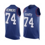 Men's New York Giants #74 Mike Remmers Limited Royal Blue Player Name & Number Tank Top Football Jersey