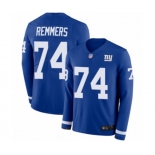 Men's New York Giants #74 Mike Remmers Limited Royal Blue Therma Long Sleeve Football Jersey