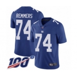 Men's New York Giants #74 Mike Remmers Royal Blue Team Color Vapor Untouchable Limited Player 100th Season Football Jersey