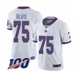 Men's New York Giants #75 Jon Halapio Limited White Rush Vapor Untouchable 100th Season Football Jersey