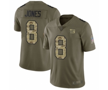 Men's New York Giants #8 Daniel Jones Limited Olive Camo 2017 Salute to Service Football Jersey