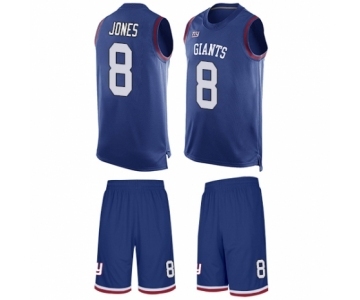 Men's New York Giants #8 Daniel Jones Limited Royal Blue Tank Top Suit Football Jersey