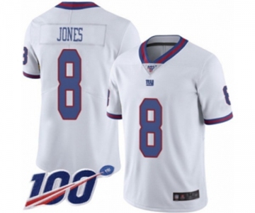 Men's New York Giants #8 Daniel Jones Limited White Rush Vapor Untouchable 100th Season Football Jersey