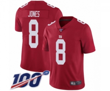 Men's New York Giants #8 Daniel Jones Red Limited Red Inverted Legend 100th Season Football Jersey