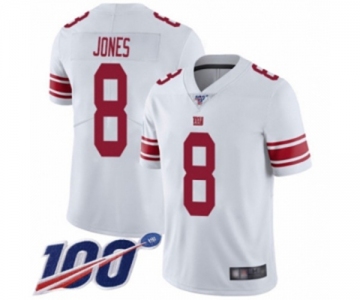 Men's New York Giants #8 Daniel Jones White Vapor Untouchable Limited Player 100th Season Football Jersey