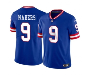 Men's New York Giants #9 Malik Nabers Royal 2024 Draft Vapor Untouchable Throwback Limited Football Stitched Jersey