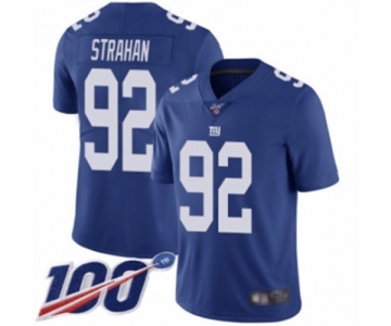 Men's New York Giants #92 Michael Strahan Royal Blue Team Color Vapor Untouchable Limited Player 100th Season Football Jersey