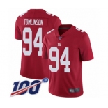 Men's New York Giants #94 Dalvin Tomlinson Red Limited Red Inverted Legend 100th Season Football Jersey