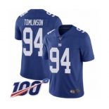 Men's New York Giants #94 Dalvin Tomlinson Royal Blue Team Color Vapor Untouchable Limited Player 100th Season Football Jersey