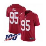 Men's New York Giants #95 B.J. Hill Red Limited Red Inverted Legend 100th Season Football Jersey