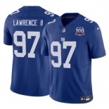 Men's New York Giants #97 Dexter Lawrence II Blue 2024 F.U.S.E. 100TH Season Patch Vapor Untouchable Limited Stitched Jersey