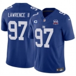 Men's New York Giants #97 Dexter Lawrence II Blue 2024 F.U.S.E. With 3-Star C Patch And 100TH Season Patch Vapor Untouchable Limited Stitched Jersey