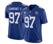 Men's New York Giants #97 Dexter Lawrence II Blue 2024 F.U.S.E. With 3-Star C Patch And 100TH Season Patch Vapor Untouchable Limited Stitched Jersey