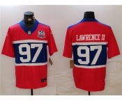 Men's New York Giants #97 Dexter Lawrence II Century Red 100TH Season Commemorative Patch Limited Football Stitched Jersey