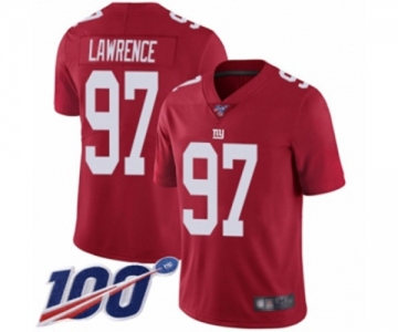 Men's New York Giants #97 Dexter Lawrence Red Limited Red Inverted Legend 100th Season Football Jersey