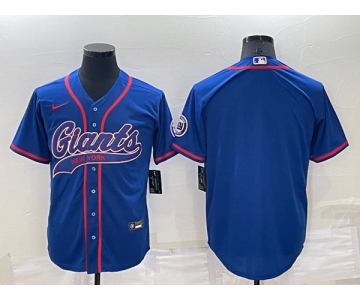 Men's New York Giants Blank Blue Cool Base Stitched Baseball Jersey