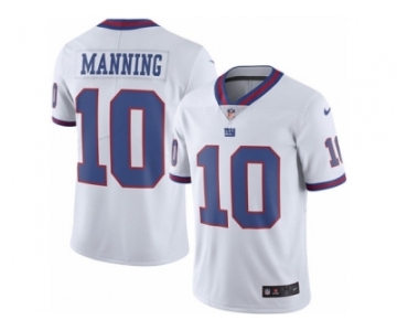 Men's Nike New York Giants #10 Eli Manning Limited White Rush NFL Jersey