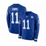 Men's Nike New York Giants #11 Phil Simms Limited Royal Blue Therma Long Sleeve NFL Jersey