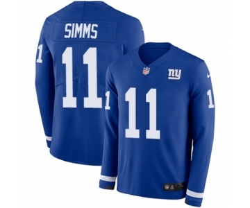 Men's Nike New York Giants #11 Phil Simms Limited Royal Blue Therma Long Sleeve NFL Jersey