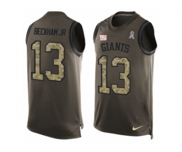 Men's Nike New York Giants #13 Odell Beckham Jr Limited Green Salute to Service Tank Top NFL Jersey