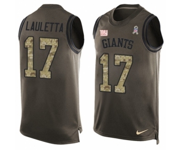 Men's Nike New York Giants #17 Kyle Lauletta Limited Green Salute to Service Tank Top NFL Jersey