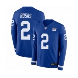 Men's Nike New York Giants #2 Aldrick Rosas Limited Royal Blue Therma Long Sleeve NFL Jersey