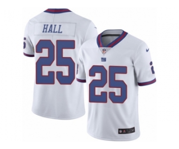 Men's Nike New York Giants #25 Leon Hall Limited White Rush NFL Jersey