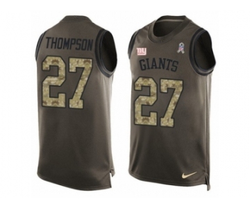 Men's Nike New York Giants #27 Darian Thompson Limited Green Salute to Service Tank Top NFL Jersey