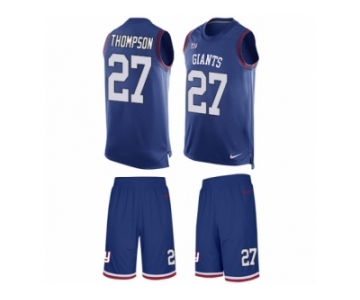 Men's Nike New York Giants #27 Darian Thompson Limited Royal Blue Tank Top Suit NFL Jersey