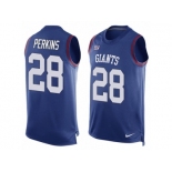 Men's Nike New York Giants #28 Paul Perkins Limited Royal Blue Player Name & Number Tank Top NFL Jersey