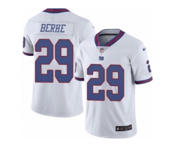 Men's Nike New York Giants #29 Nat Berhe Limited White Rush NFL Jersey